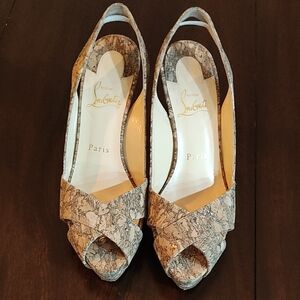 Christian Louboutin Cork Pepite Slingback Heels